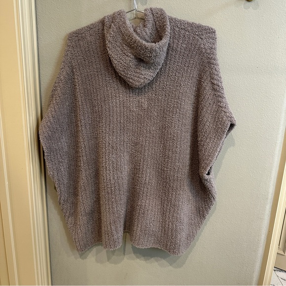 Barefoot Dreams CozyChic Hooded Pullover XS S Taupe Plush Lounge Sweater - Picture 10 of 11